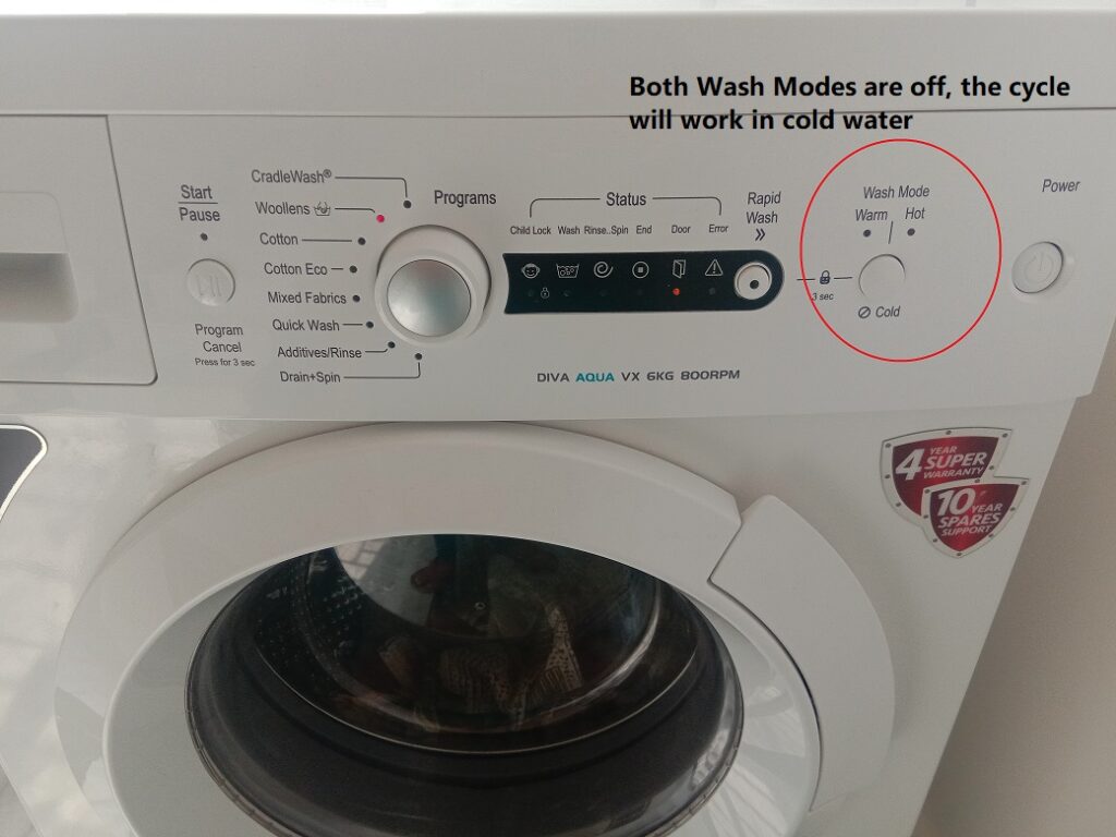 washing machine works both on hot and cold water